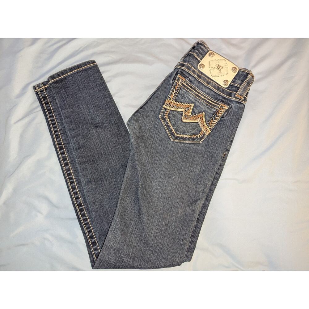 MISS ME Distressed Embellished Signature Bootcut Jeans 24" Excellent Condition